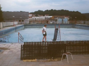 Historická fotografie koupaliště Rosice